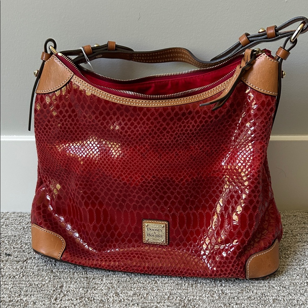 Dooney & Bourke Red and Brown Hobo Bag